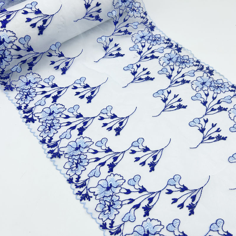 厂家现货彩色玫瑰花朵网纱刺绣线条蕾丝服装家纺内衣花边辅料