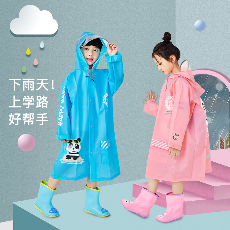 Children's Raincoat 6-12 Years Old Wholesale Children Primary School Students With Schoolbags Cartoon Poncho A Piece Of Hair full figure