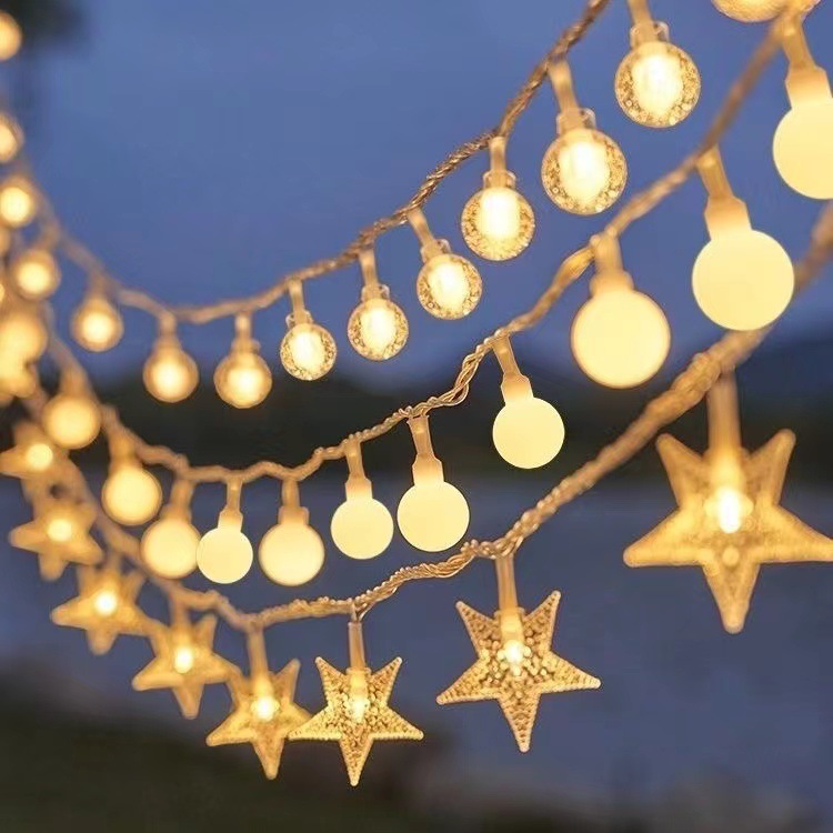 Solar light strings, outdoor camping atmosphere lights, led string lights, night market stall lights, unplugged room decorative color lights