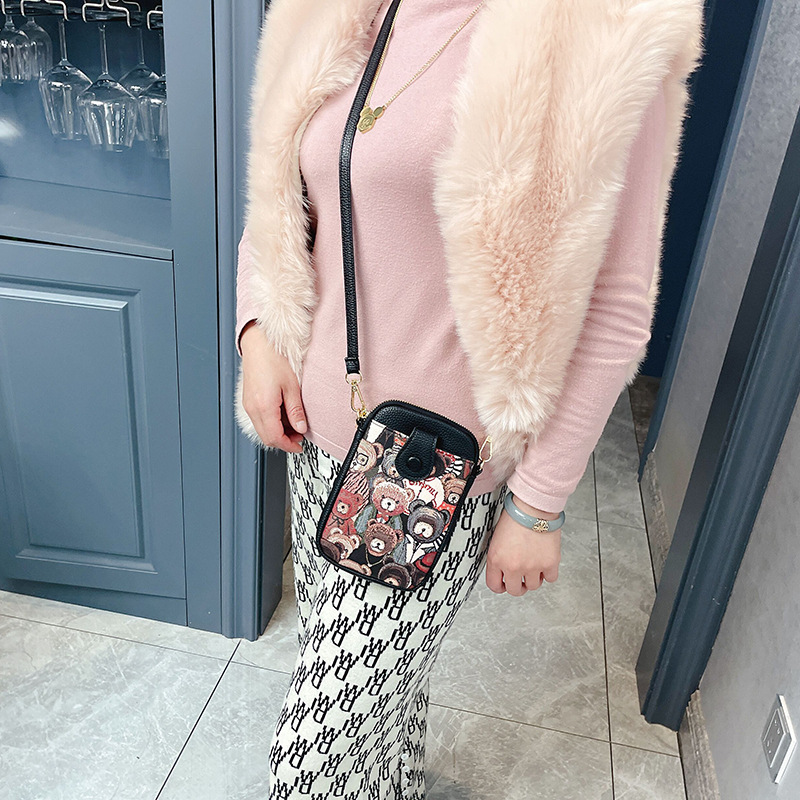 2021 new women's single shoulder mobile phone bag single pull female backpack national style retro female bag mini cute diagonal bag details Picture