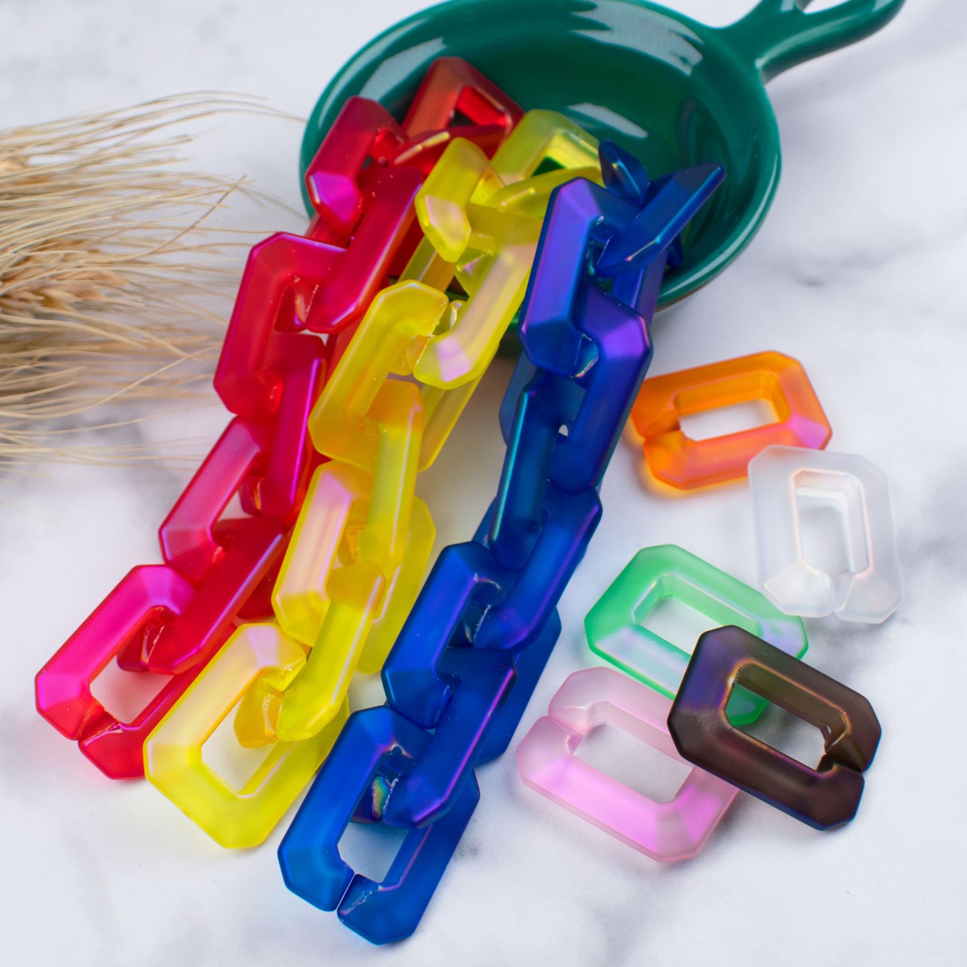 Acrylic Plastic Magic Feel Paint 21*28 Square Chain Ring Buckle Open Ring Diy Jewelry Accessories Application Scenario