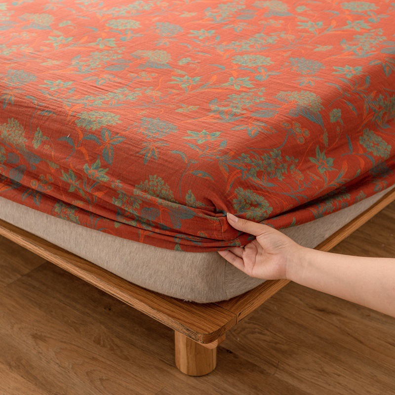 Pure cotton yarn-dyed jacquard double-layer gauze bed cover, single piece of all-cotton gauze mattress protective cover, bedspread, bed cover, single piece of bedding details Picture