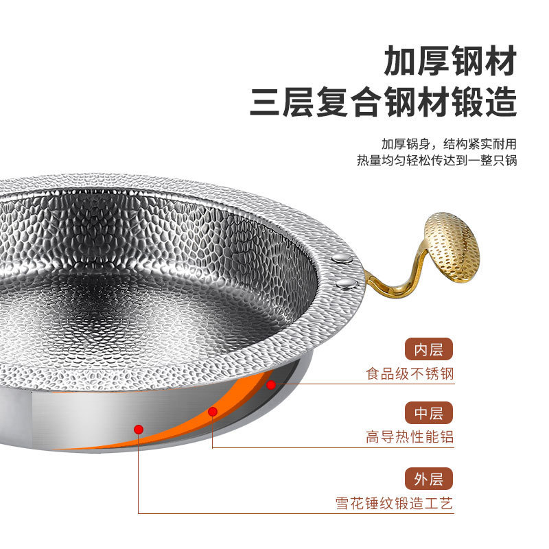 Three-Layer Steel Commercial Dry Pot Sheep Scorpion Stew Soup Special Pot Induction Cooker Gas Stove Commercial Hot Pot Household details Picture