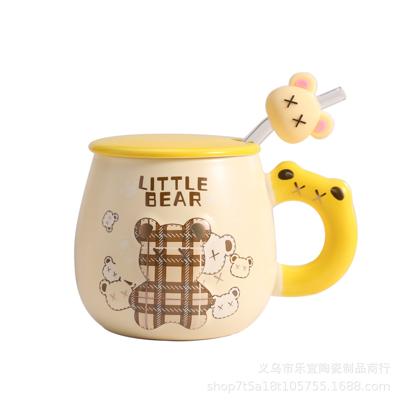 Creative Mug Violent Bear Cute Cartoon Net Red Water Cup Coffee Cup With Hand Gift Milk Cup With Straw Gift Item Picture