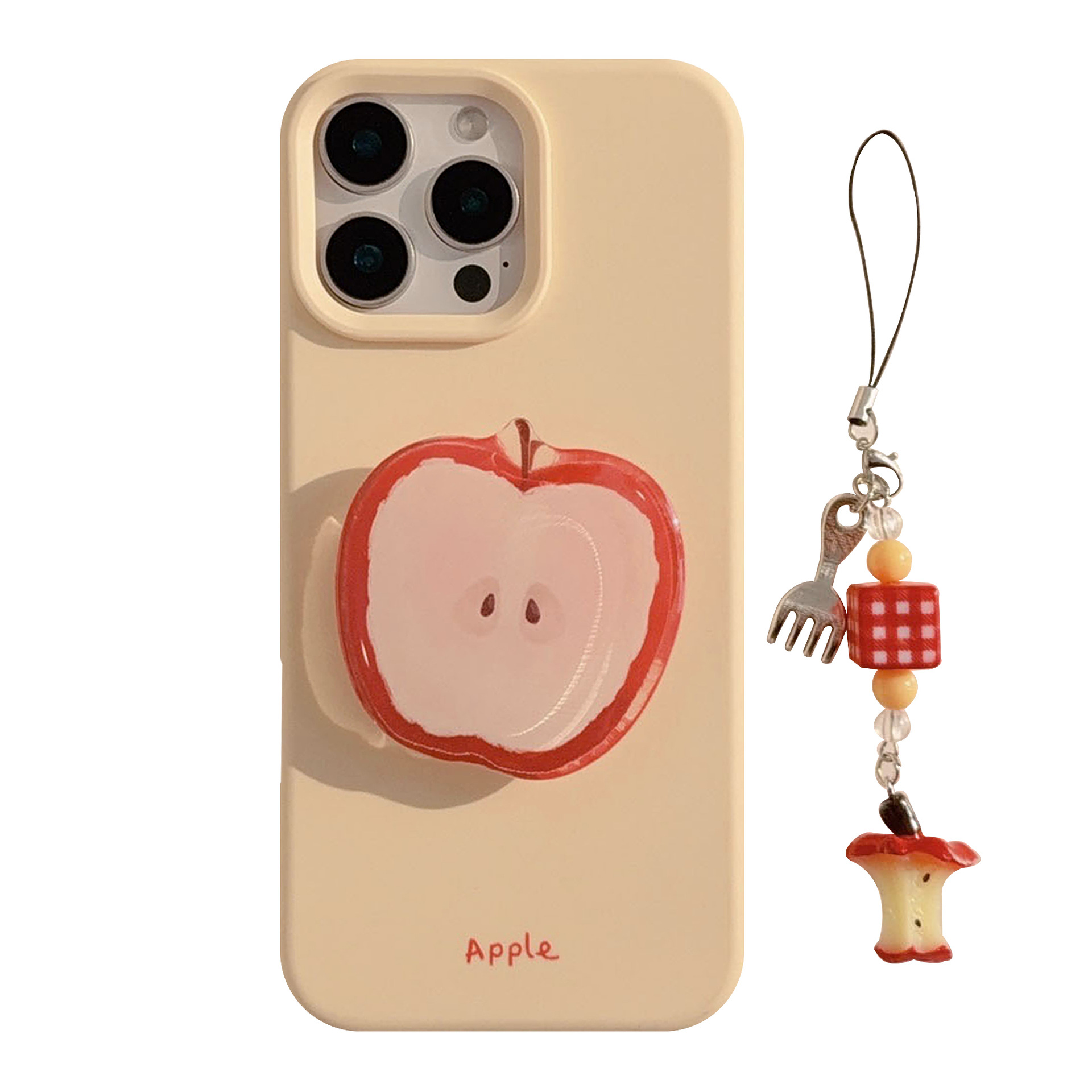 The red Apple stand is suitable for the iPhone 16promax phone case and iPhone 17. It is a niche summer 14 silicone 13 pendant Item Picture