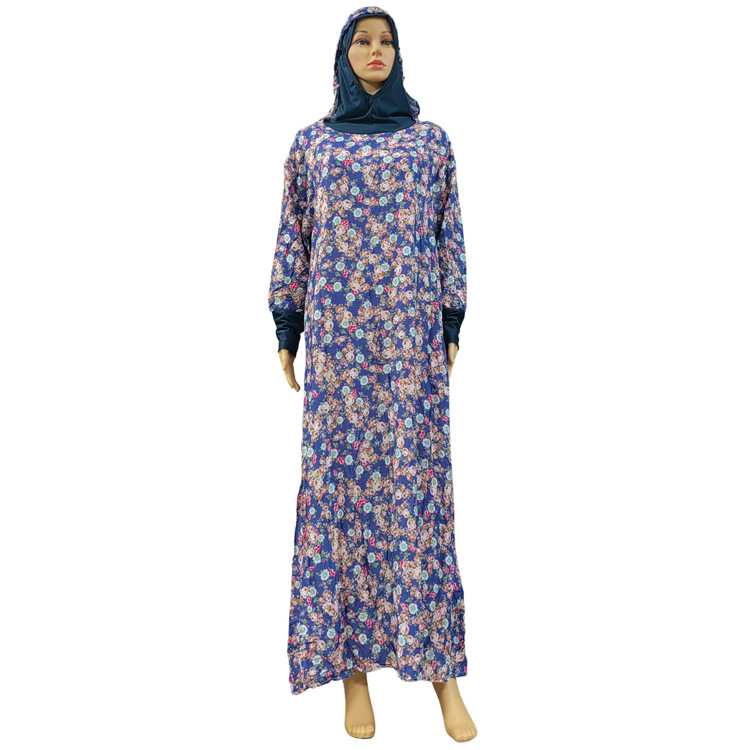 Factory Straight Cross-Border Hot Sales In The Middle East And The United States New Floral Retro Women's Worship Robes Double Hooded Robes Specification drawing
