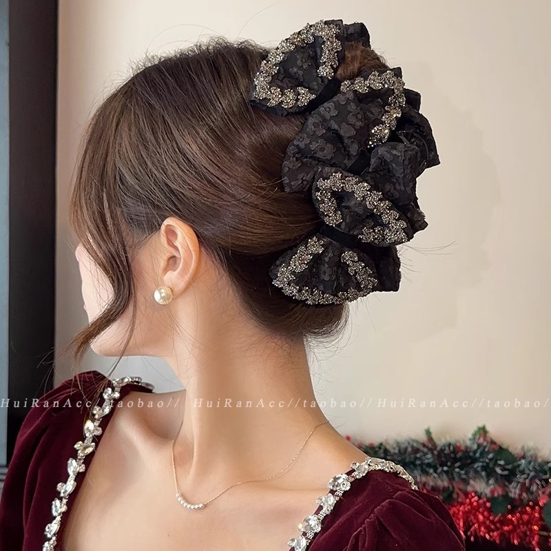 Superior Sense Ab Bow Grab Clip Women's Small Fragrant Style Large Hair Clip Temperament Back Head Bun Hair Shark Clip Fascinator