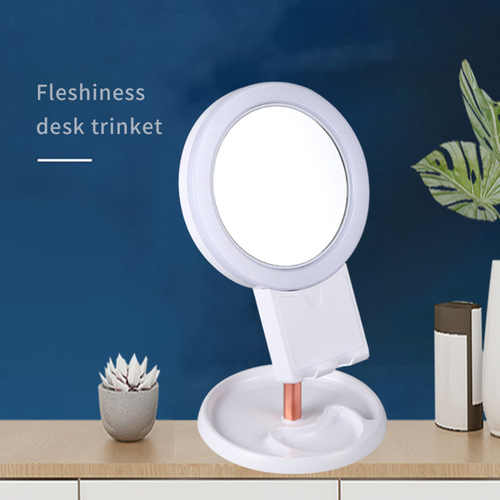 新款三档触摸调节手机支架美容镜拆卸双面镜补光LED化妆镜美妆镜