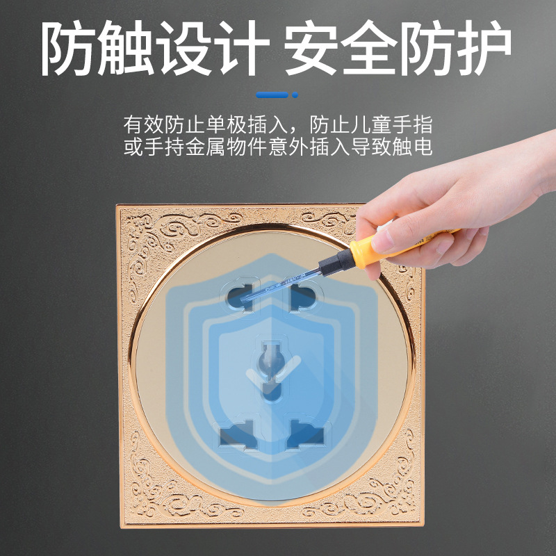 High Quality Foreign Trade International Multi-Functional Pc Fireproof Gold Embossed Pattern Wall Switch Socket Application Scenario