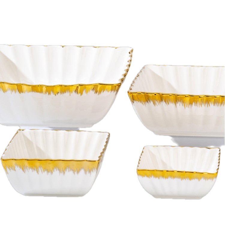 Wholesale of light luxury ceramic tableware sets, high-end gold-plated plates with gold edges Item Picture