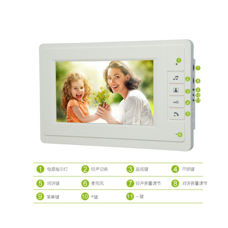Residential company 7-inch color screen wired video intercom doorbell access control lock opening Yiwu physical store wholesale WJ724C1 details Picture