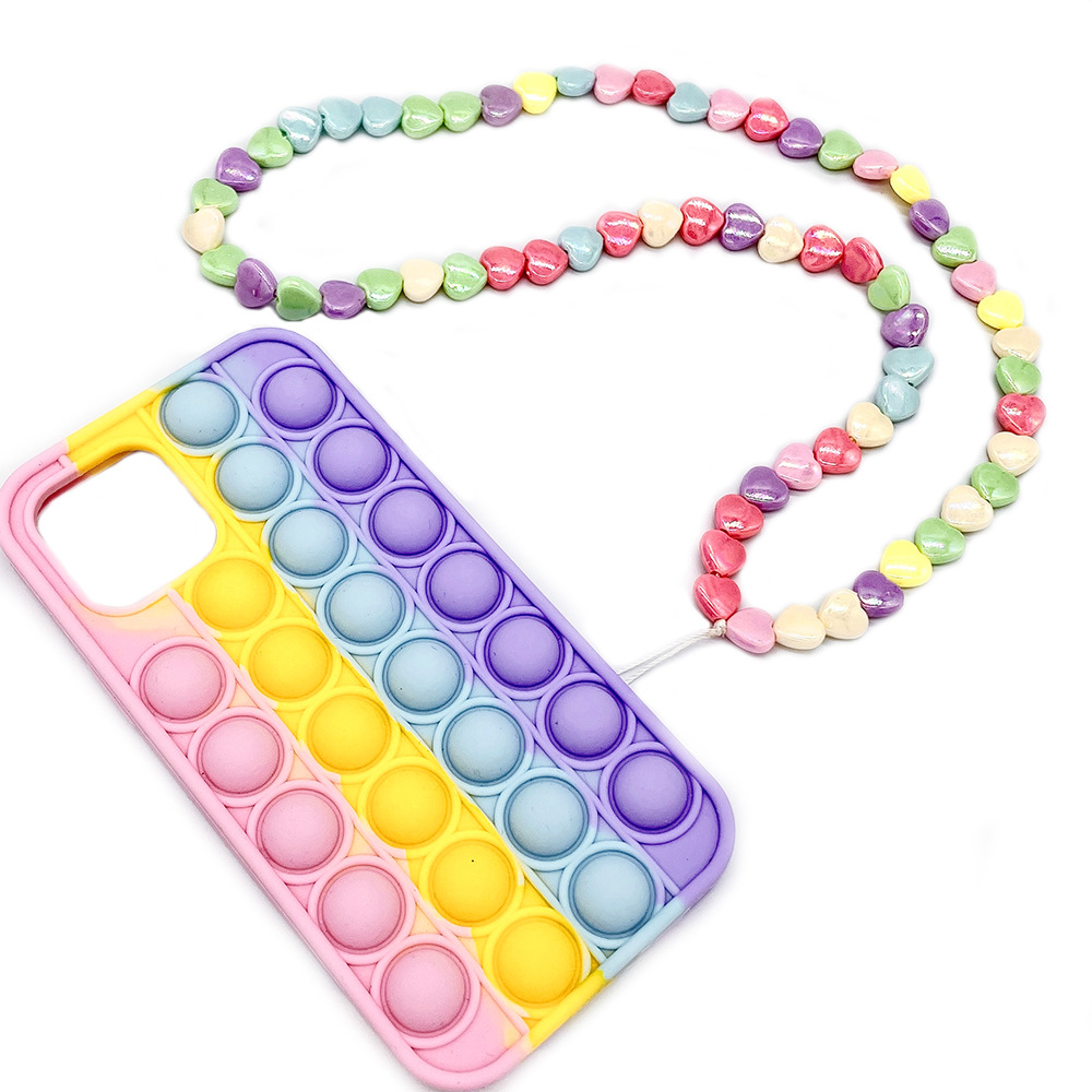 European and American long neck-hanging cartoon letter mobile phone chain, acrylic bead neck-hanging mobile phone chain, mobile phone pendant rope details Picture