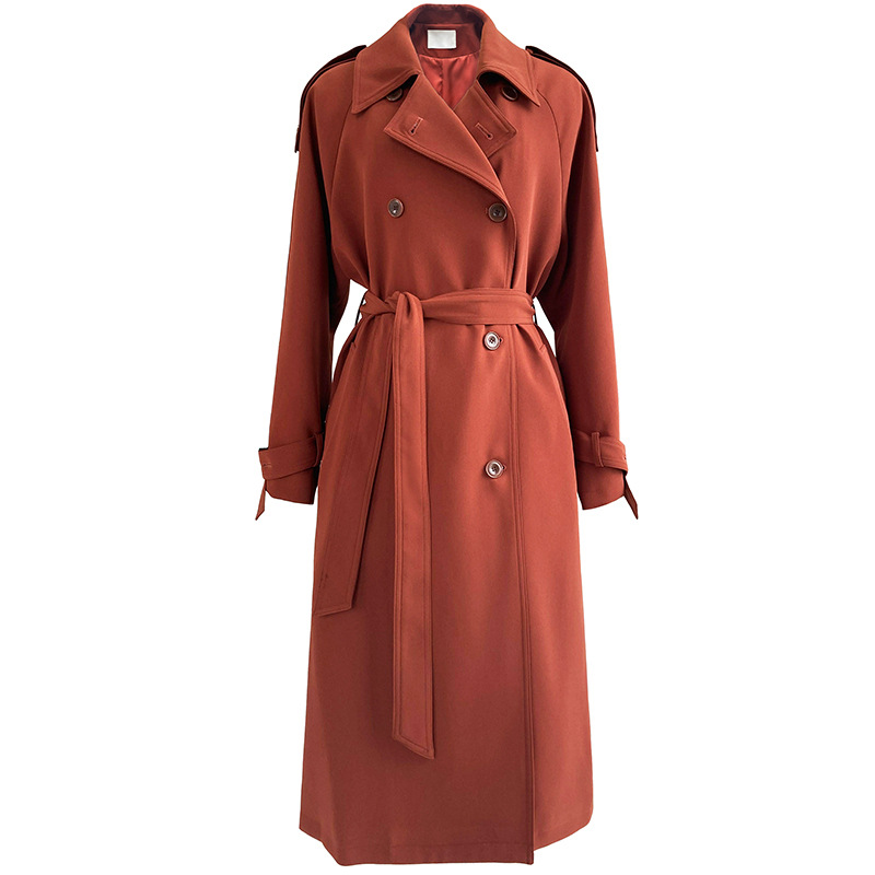 Lu Xi is mainly promoting the 2022 autumn new style of loose mid-length, knee-length windbreaker women's coat with a drape and British style, priced at 9968 Item Picture