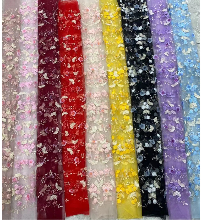 弘利科技新款 婚纱童装连衣裙绣花布 现货 跨境立体手工订花绣花面料 HLJC-1126详情15