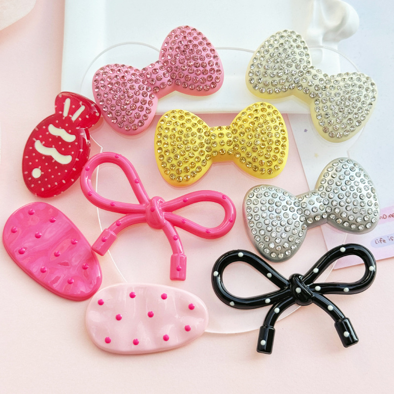 Diamond-encrusted polka dot bow acrylic diy jewelry accessories, cream glue phone cases, hair clips, hair ornaments, patch materials