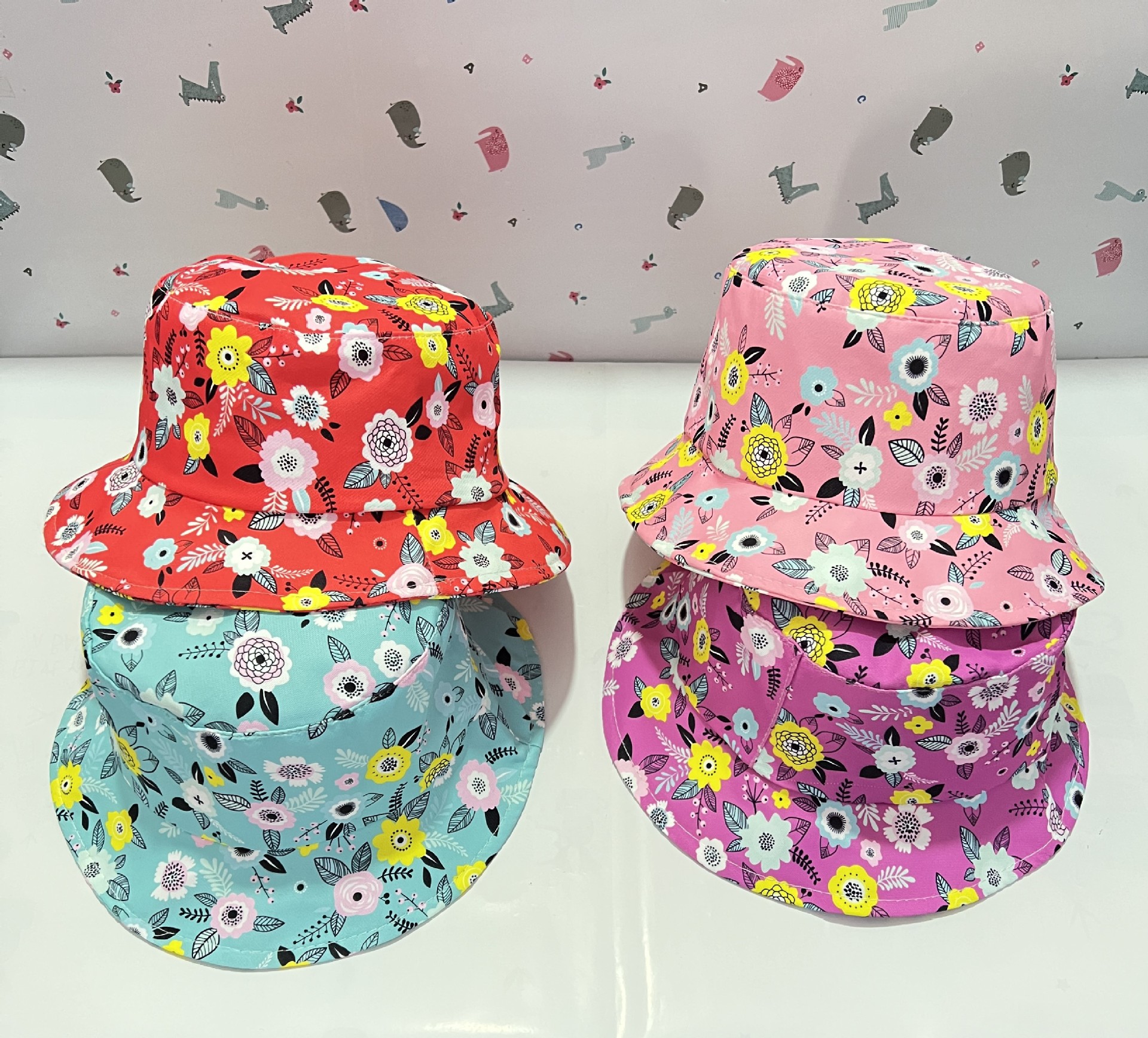 Children's Fisherman's Hat Children's Hat Fisherman's Hat Cute Windproof Sun Hat Boys And Girls Cartoon Embroidery Print All Seasons Sun Hat Wholesale Application Scenario