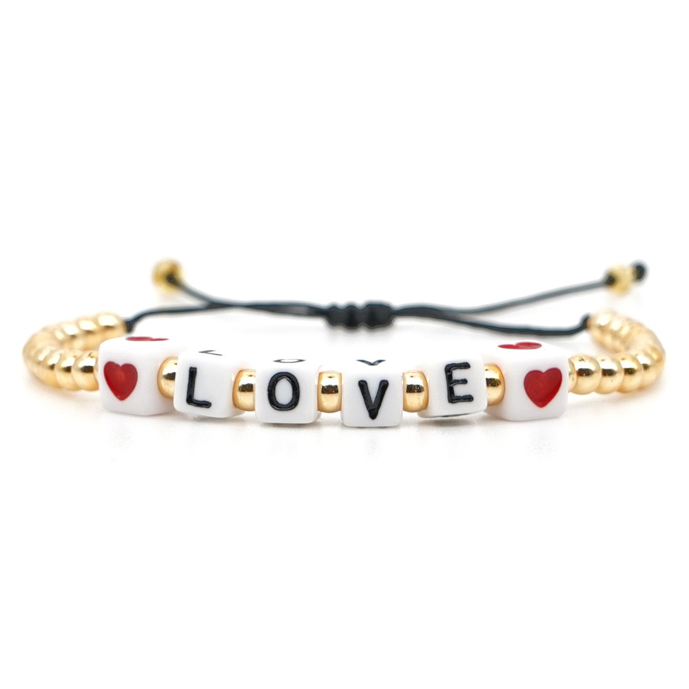 European And American Foreign Trade Cross-Border Amazon Love Letter Woven Bracelet Couple Gift Adjustable Bracelet Manufacturers Wholesale