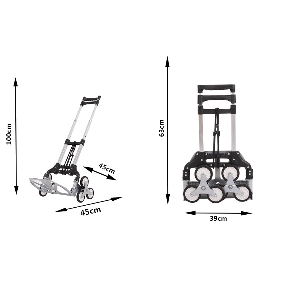 Household portable folding luggage cart, trailer, three-wheeled grocery shopping, stair climbing, handcart, trolley Item Picture