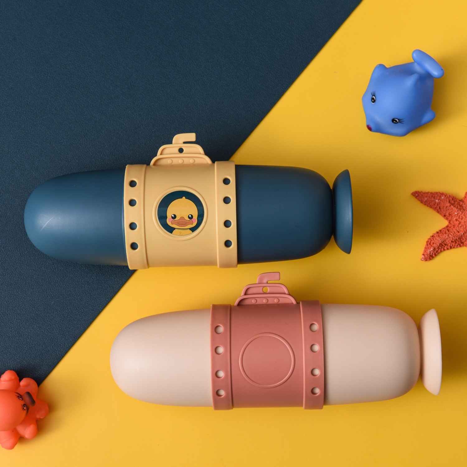 Creative portable submarine toothbrush box, travel toothbrush storage box, portable toiletry cup, cute couple toothbrush box set Application Scenario