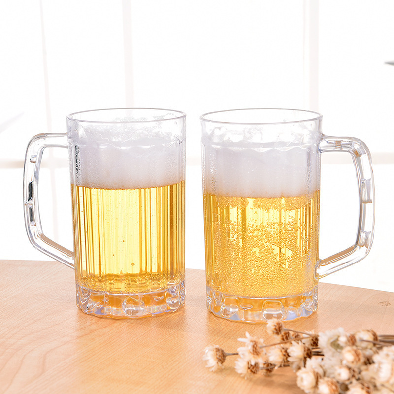 新款塑料大容量透明PS啤酒杯带手柄加厚扎啤杯子饮料果汁水杯厂货详情图1