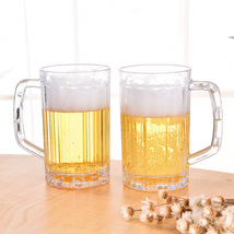 新款塑料大容量透明PS啤酒杯带手柄加厚扎啤杯子饮料果汁水杯厂货