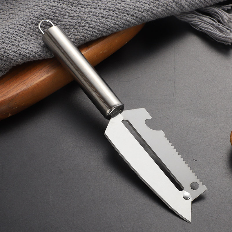 Stainless Steel Fruit Paring Knife Kitchen Multi-Functional Fruit Knife Three-In-One Open Bottle Melon Planer Knife Factory Wholesale Specification drawing
