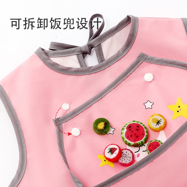 Detachable baby feeding bib, children's waterproof cover, summer thin sleeveless apron, feeding bib, baby bib Specification image