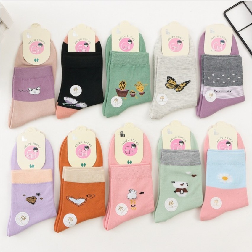 New autumn and winter women's socks, Japanese-style candy-colored mid-calf women's cotton socks, directly approved by the Northeast women's socks manufacturer