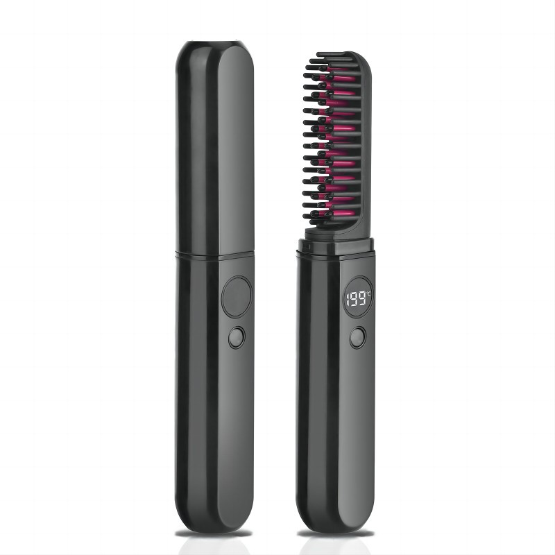 Men's beard comb, women's straight hair comb, curling iron, electric heating beard brush, portable travel styling comb Item Picture