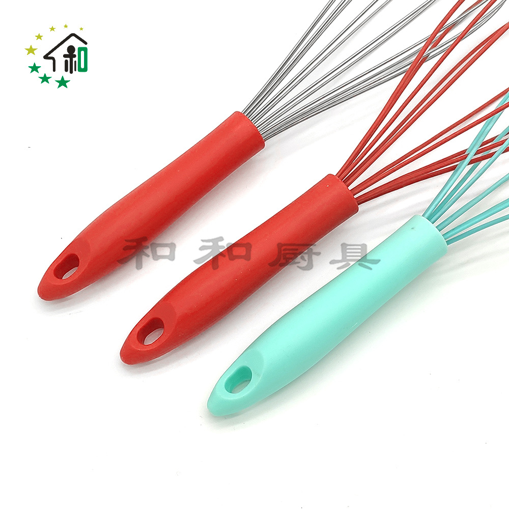 10 "12" hand-held stainless steel whisk Silicone household mini egg whisk Cream whisk Specification drawing