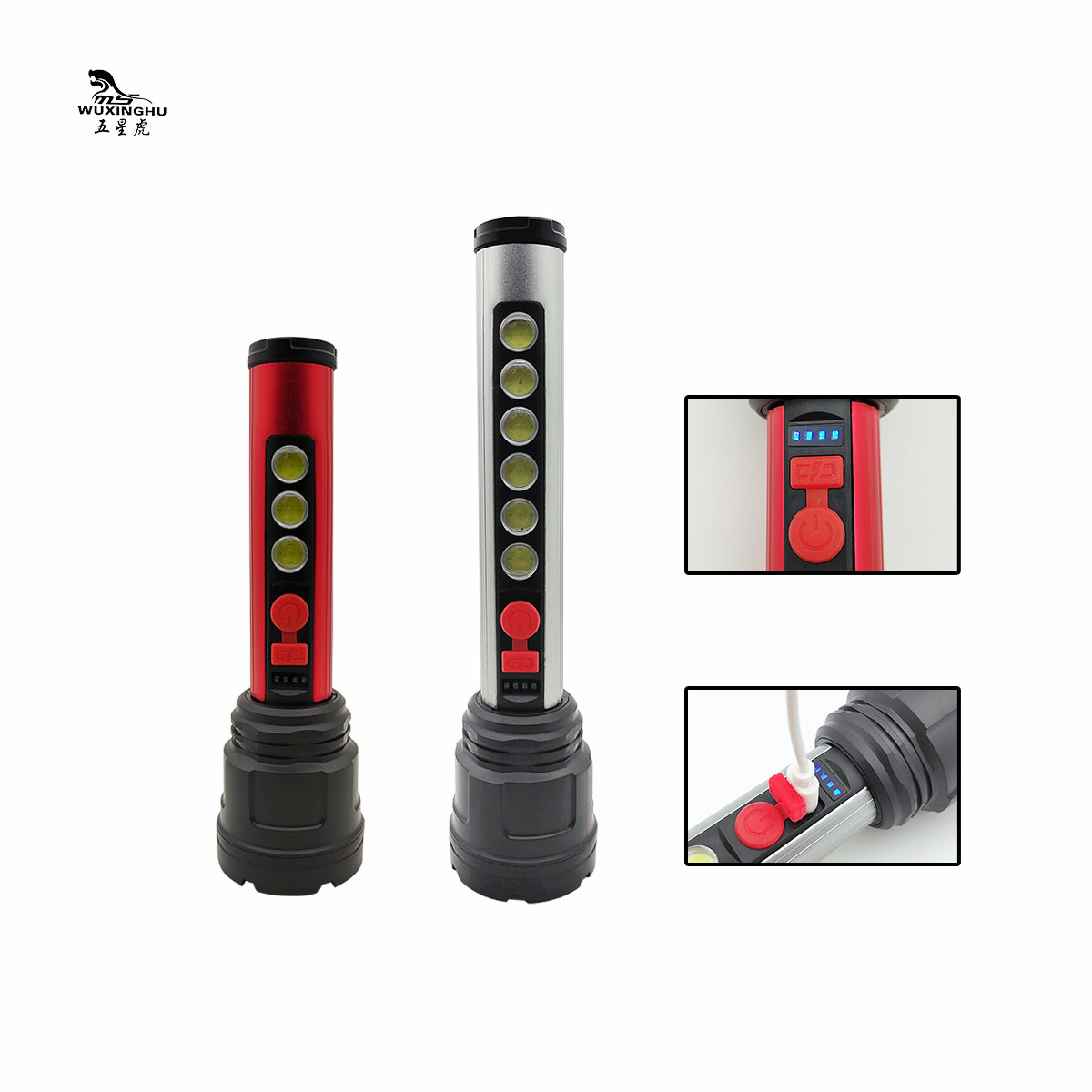 New zoom high-intensity aluminum alloy flashlight with charging power display and COB side light outdoor long-range flashlight Item Picture