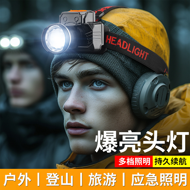 铝合金跨境相机头灯白激光10W头戴式电筒户外钓鱼强光头灯T-27 Specification image