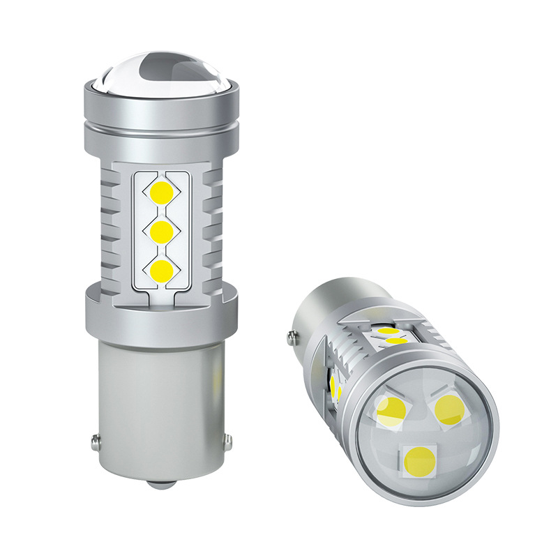 Wheat 7.5W Decoding Led Turn Signal 1156/1157 With Hd Lens Aero-Grade Cooling Aluminum Parts details Picture