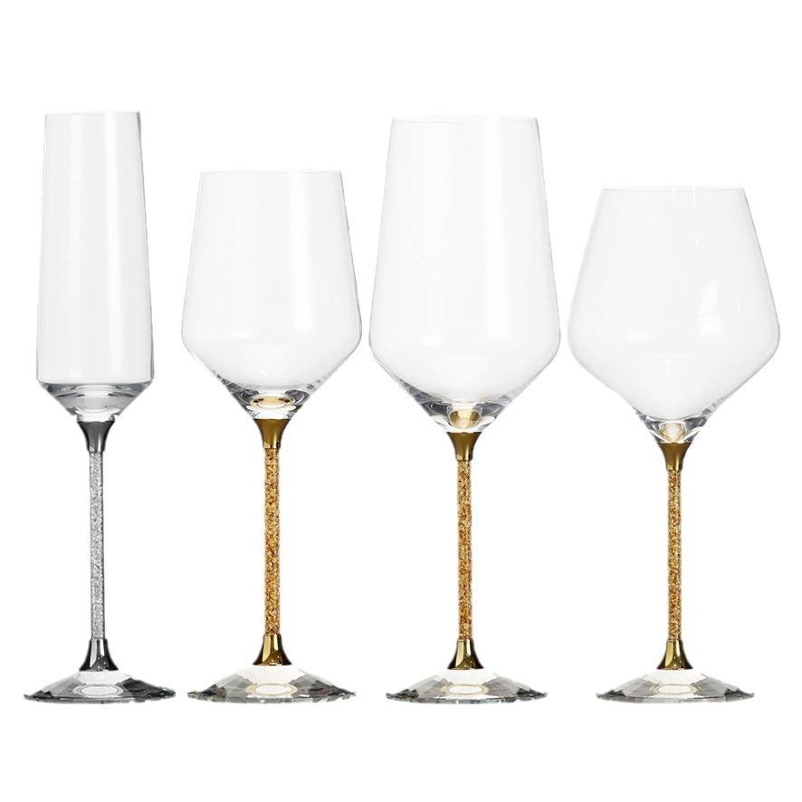 定制人工吹制金箔水晶玻璃红酒杯套装高脚酒杯个性创意家用红酒杯