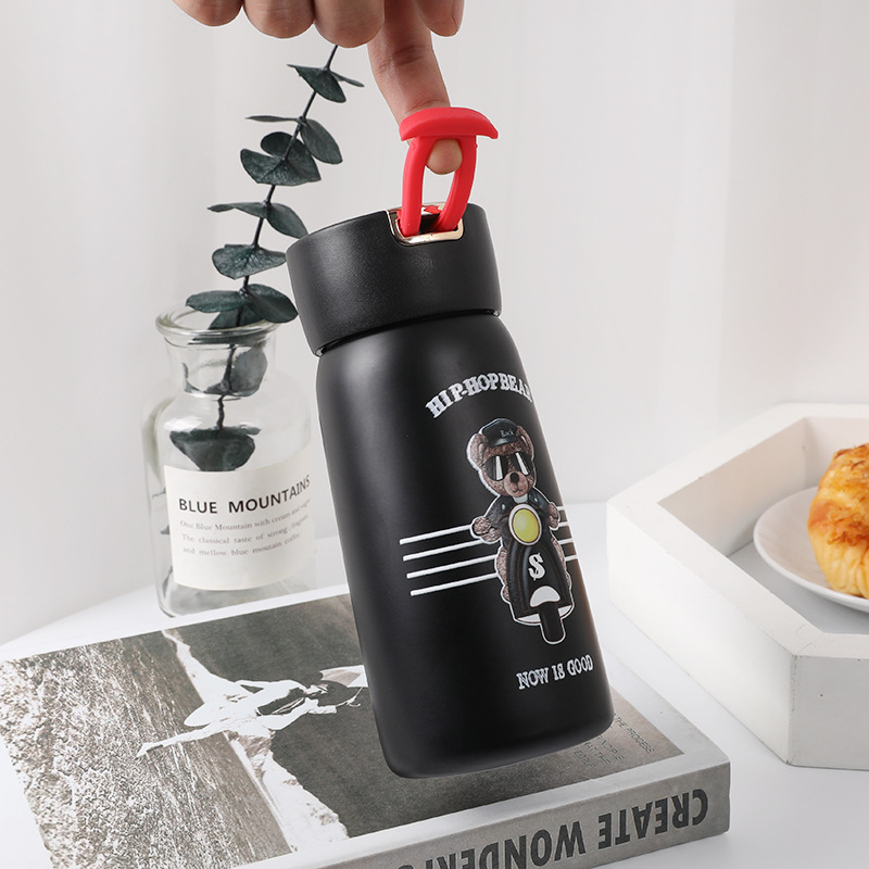 Bear punk genuino bear straight drink tazas personalidad creativa estudiante acero inoxidable thermo tazas con cordón de elevación una pieza de reemplazo de pelo Specification image