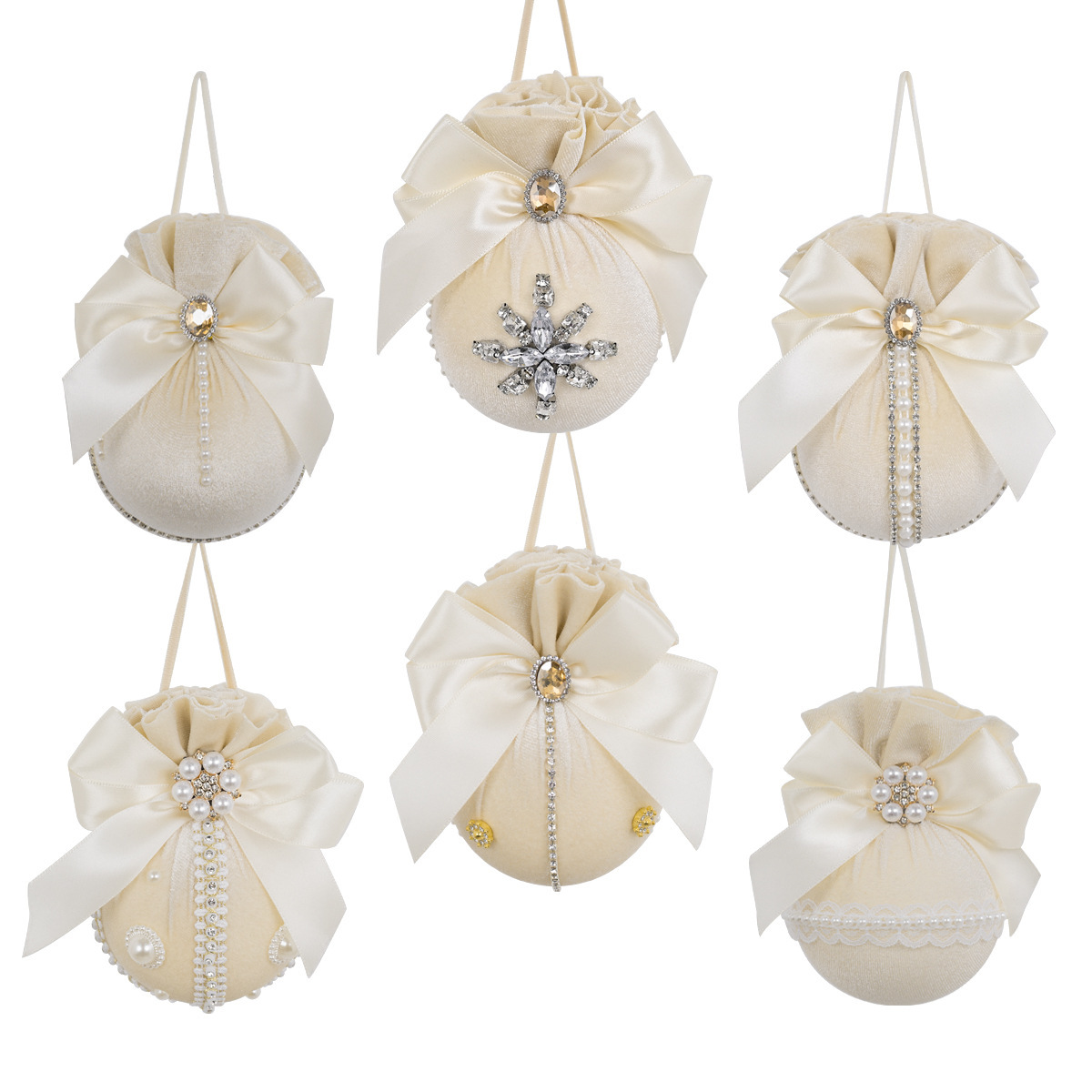 Cross-Border High-End Christmas Ball Christmas Velvet Cloth Bag Ball Velvet Ball Ribbon Bow Christmas Decoration Pendant Item Picture