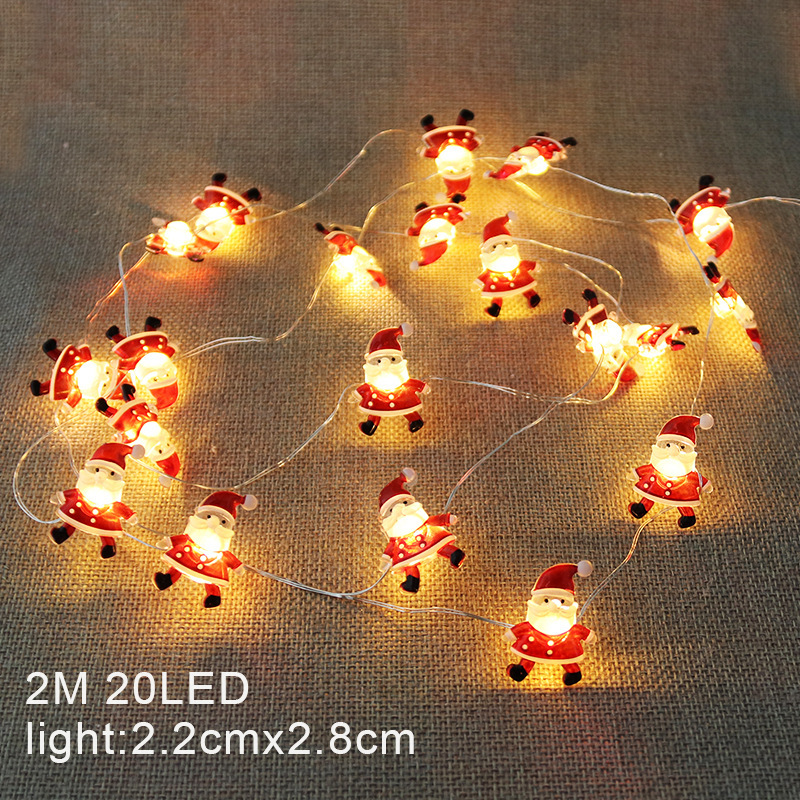 Cross-border new led Christmas decorative light string, Santa Claus black hat snowman Deer head decorative color light, copper wire color light details Picture