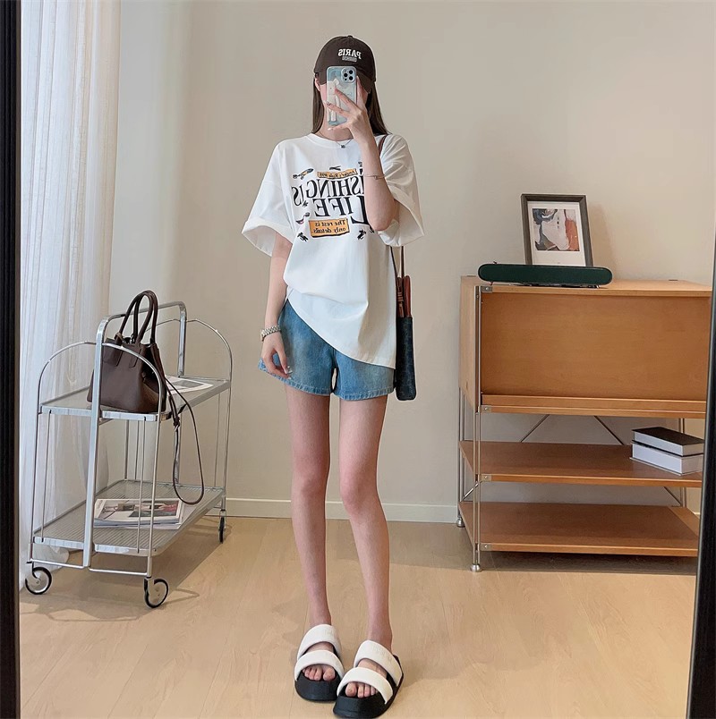 美式复古风字/oversize/T恤女产品图