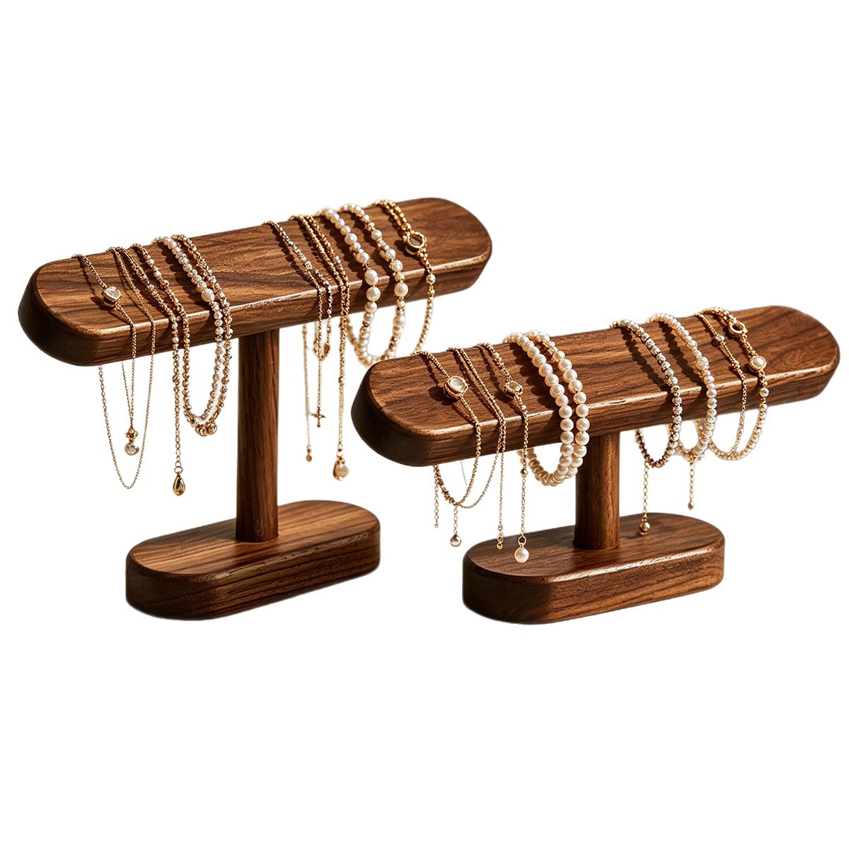 Wooden flat-layer bracelet stand, street stall store, bracelet, necklace and ring storage display stand, girls' accessories display prop Item Picture