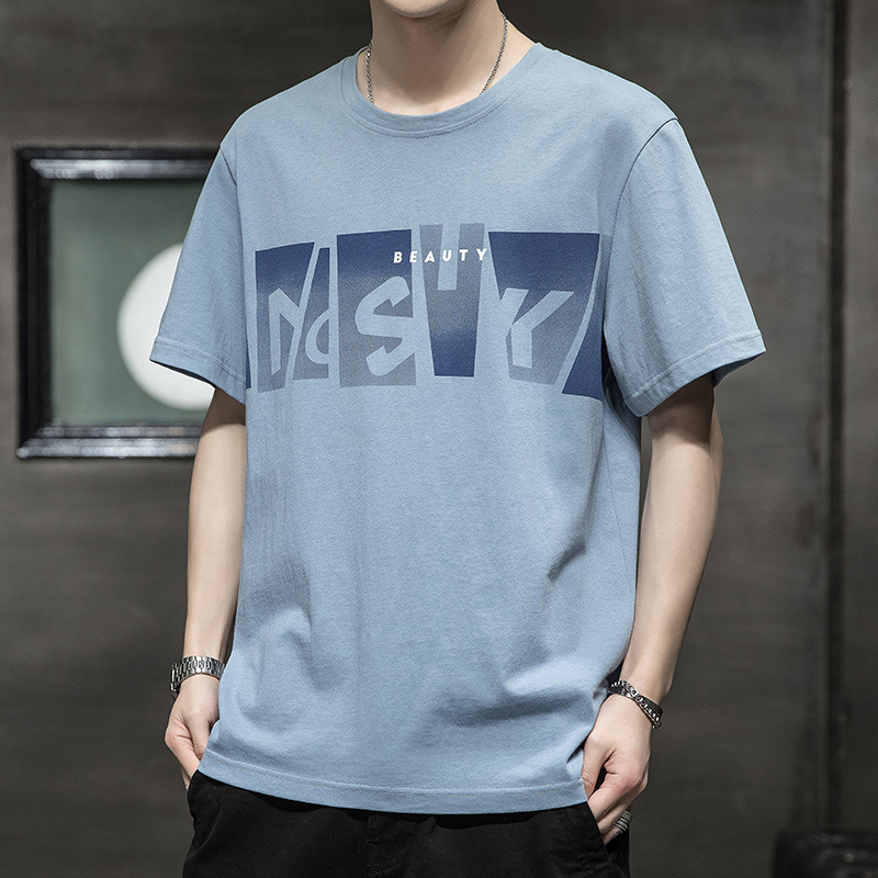 Short-sleeved men's fashion brand summer loose clothing, men's fashion half-sleeved T-shirt, pure cotton T-shirt, top, base layer, men's T-shirt
