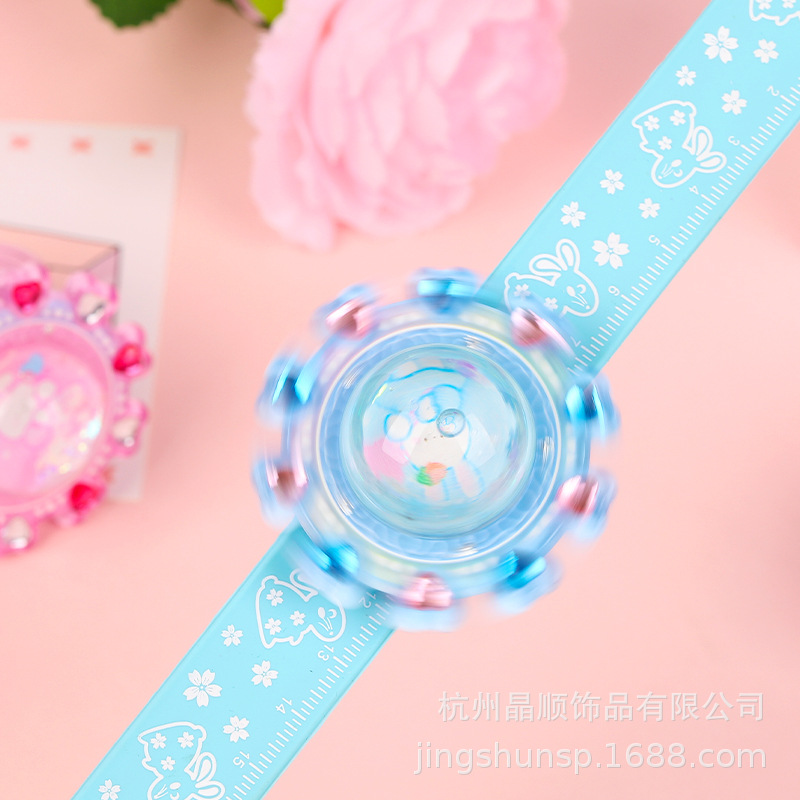 Children's Rabbit Quicksand Snap Ring Spinning Gyro Baby Bracelet Toy Bracelet Accessories Cartoon Pat Ring Wholesale Specification drawing