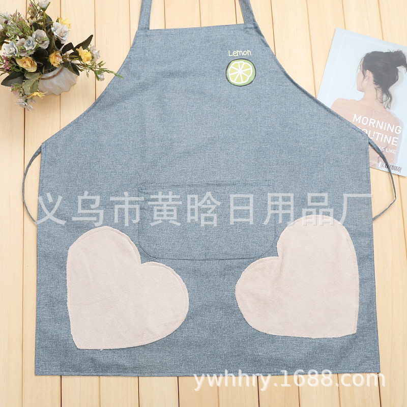 【 Hold Jia 】 Add Waterproof Cationic Hand Absorbent Fruit Print Apron Kitchen Cleaning Gift details Picture