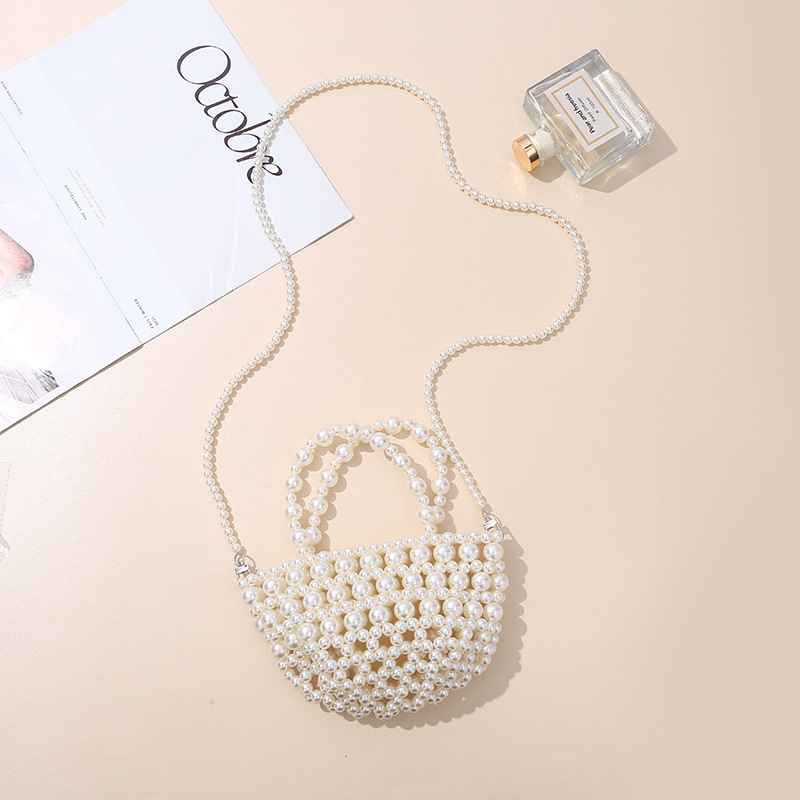 New cross-border beaded pearl crossbody bag, French chanel-style Baroque pearl handbag, single-shoulder bag and accessories