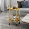 Nordic light luxury small coffee table trolley, living room side table, bedroom movable side cabinet corner table with wheels, balcony small round table Specification image