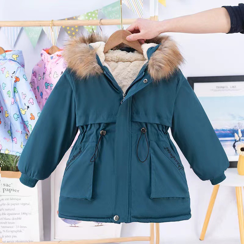 Baby Girls Winter Coat 2023 New Style Children Plus Cashmere Thickened Fashion Cotton-Padded Coat Girl Children Pie Overcome Specification drawing
