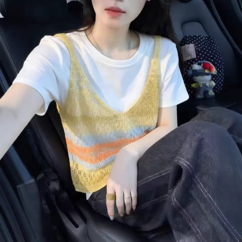 "4.3/ Spring New Arrivals" XUAN XIAO JIE Gradient Knitted Halter Vest T-shirt for women Specification image