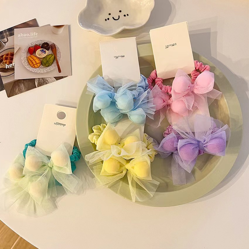 Children's Candy Bow Hair Tie 2023 Princess Wind Leather Band Female Hair Ins Wind Hair Tie Ponytail Hair Band Specification drawing