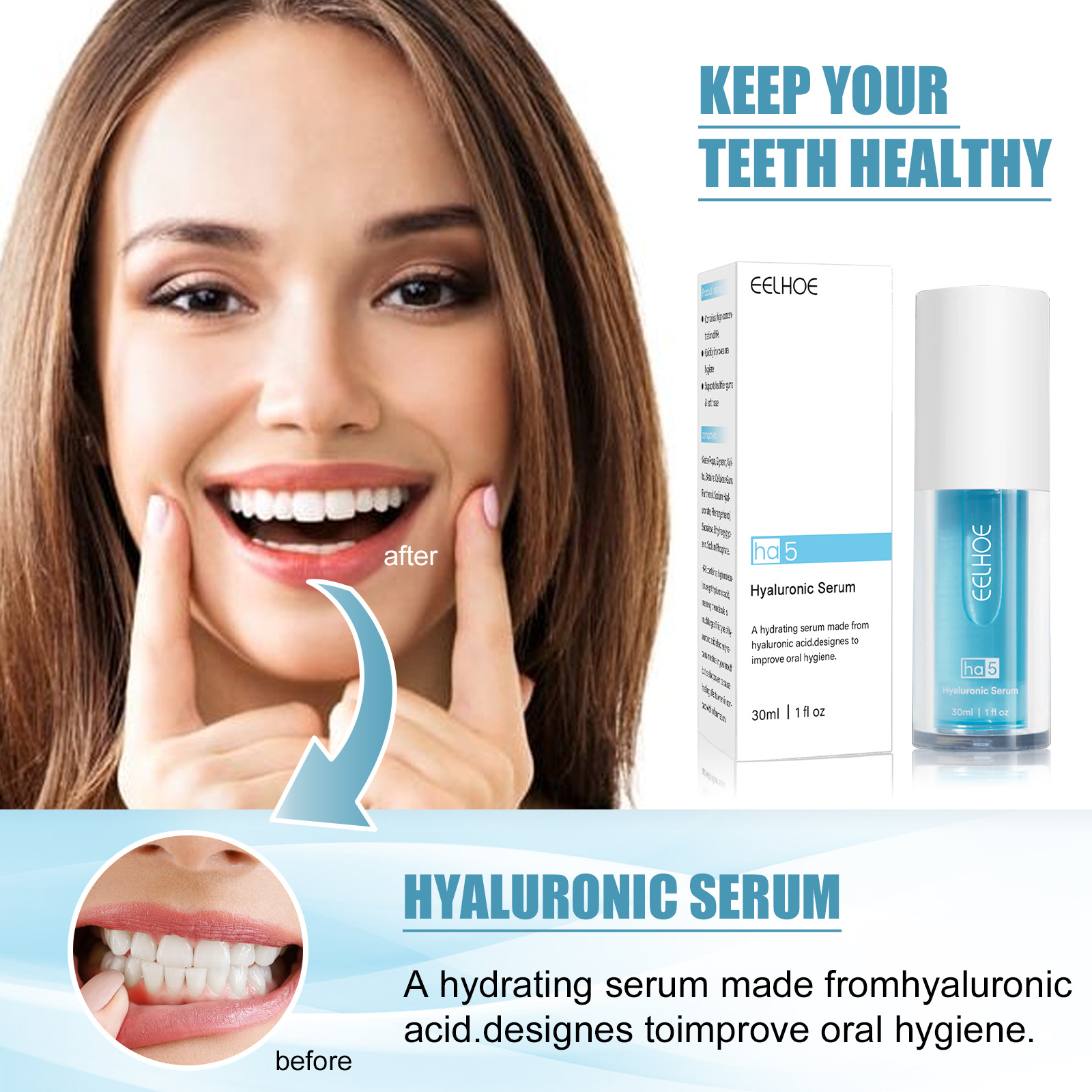 EELHOE HA5透明质酸牙膏 口腔清洁清新口气亮白牙齿牙龈护理牙膏详情图2