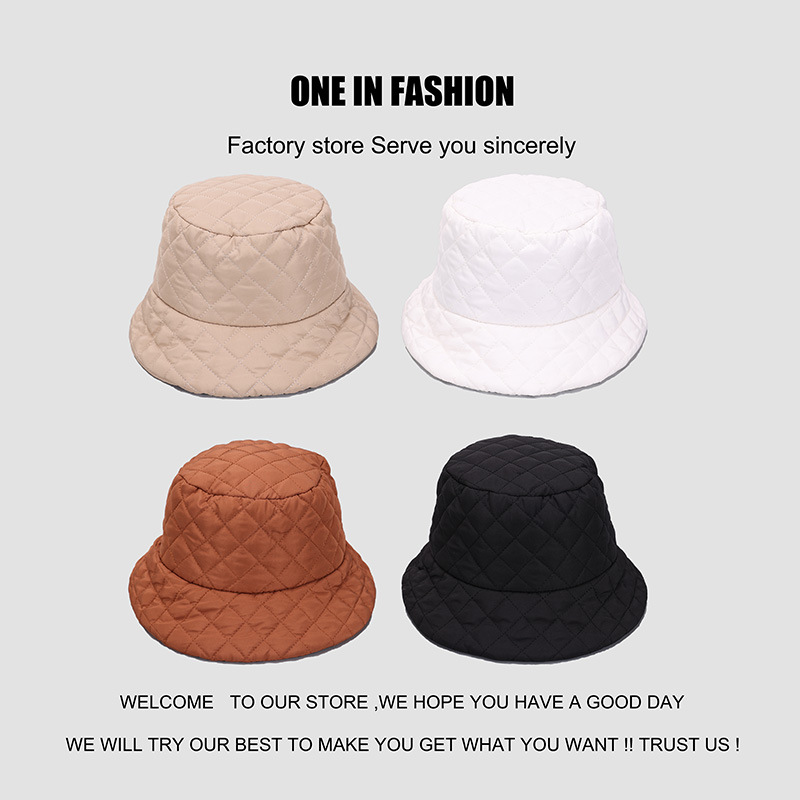 Cross-border fashionable solid color checkered retro fisherman hat, thickened warm hat for autumn and winter, Korean-style women's versatile basin hat Application Scenario