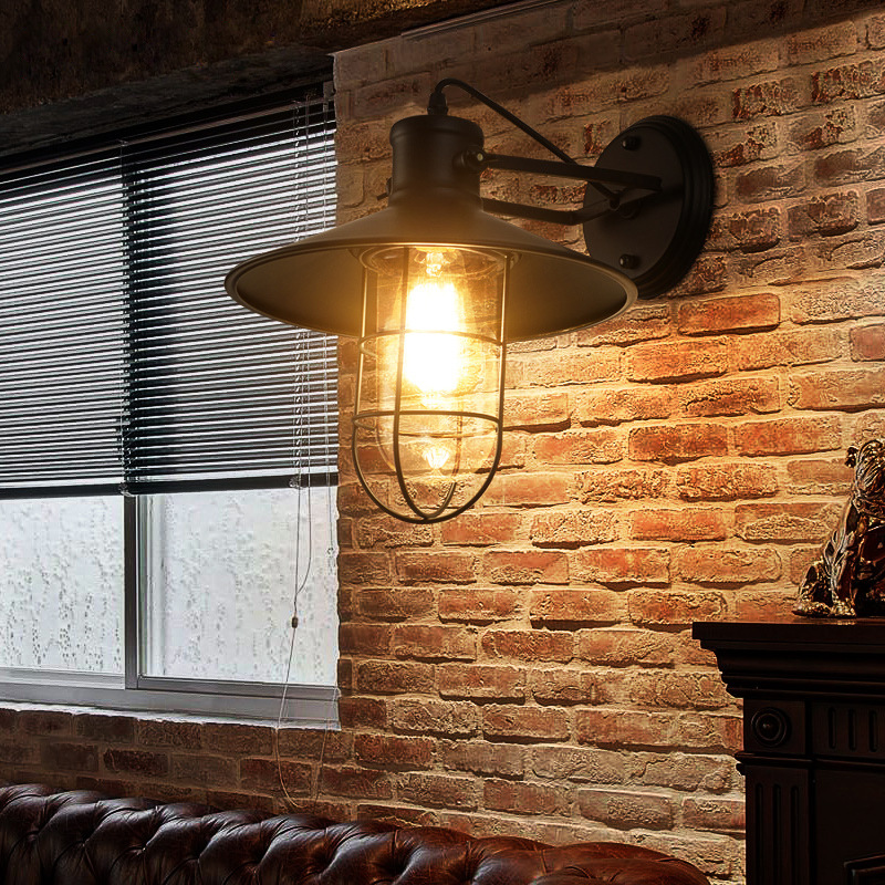 Loft Retro Industrial Wind Outdoor Wall Light American Simple Wrought Iron Wall Light Corridor Corridor Warehouse Balcony Restaurant Light details Picture